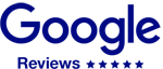 The image shows the Google logo with the word "Reviews" followed by a five-star rating.